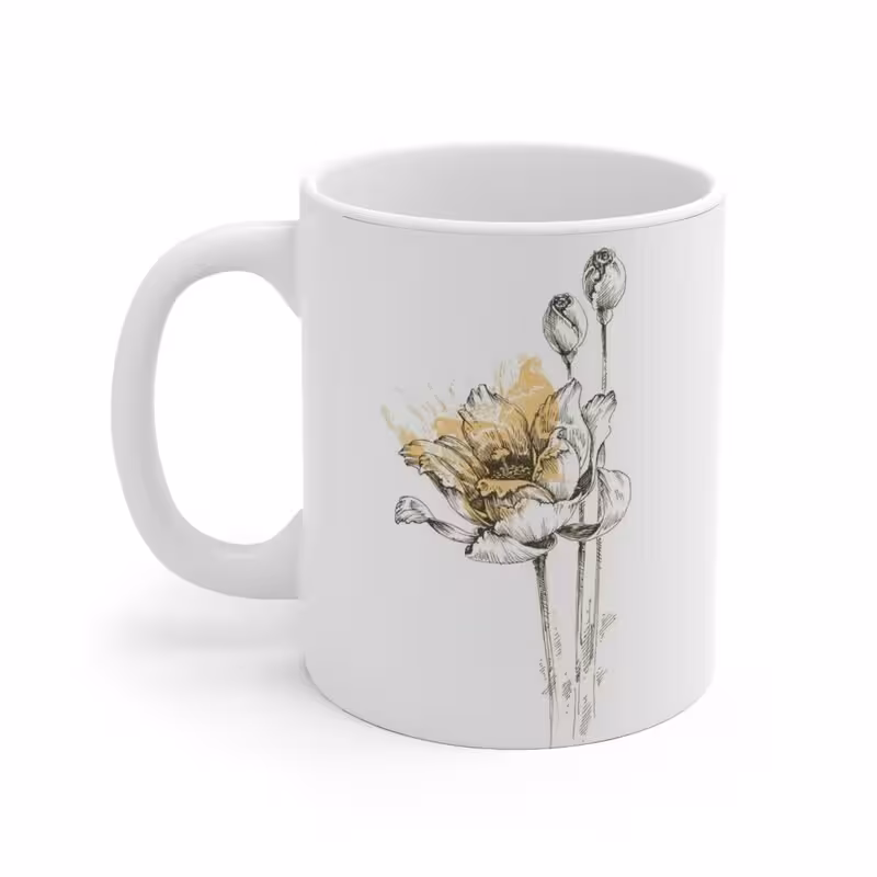 ماگ طرح هنری گل  Artistic Flower مدل NM1263