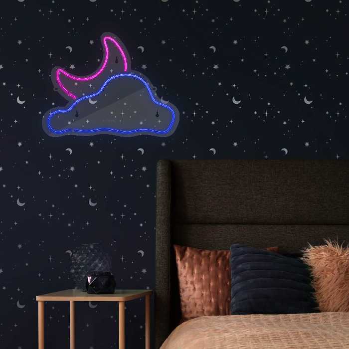 چراغ دیواری نئون دیزاین طرح Cloud-Vs-Moon_BL