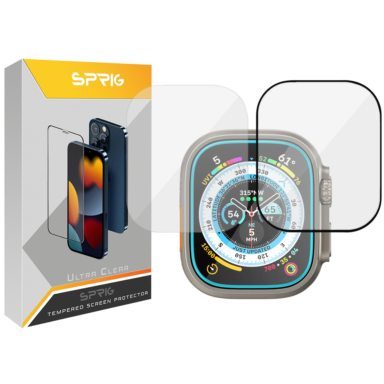 محافظ صفحه نمایش شیشه ای اسپریگ مدل SH-Pmma-SPG مناسب برای اپل واچ سری Ultra 49 mm مجموعه دو عددی