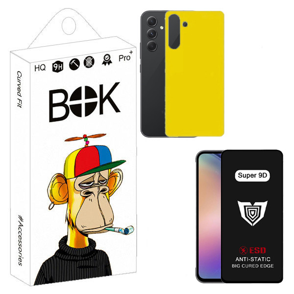 محافظ صفحه نمایش بوک مدل Super 9D Touch مناسب برای گوشی موبایل سامسونگ Galaxy a54 به همراه محافظ پشت گوشی | کالا برتری