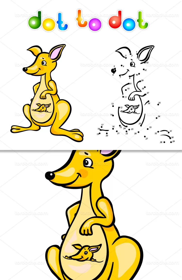 وکتور نقاشی نقطه به نقطه کانگورو | گرافیک با طعم تربچه