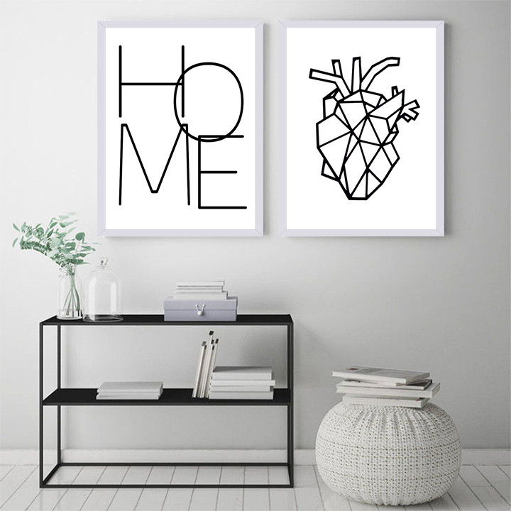 تابلو دکوراتیو مدل قلب لاین آرت کد TC18 مجموعه 2 عددی | دنیای قاب