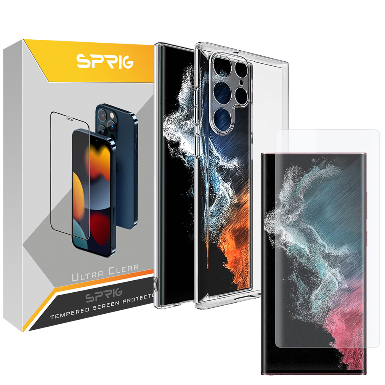 کاور اسپریگ مدل UVCR مناسب برای گوشی موبایل سامسونگ Galaxy S22 Ultra به همراه محافظ صفحه نمایش