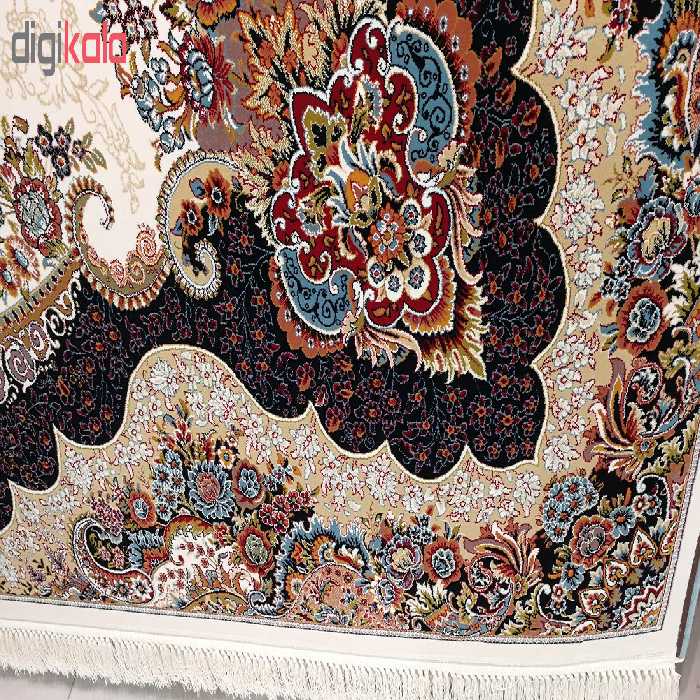 فرش ماشینی زمرد مشهد مدل کیمیا زمینه کرم