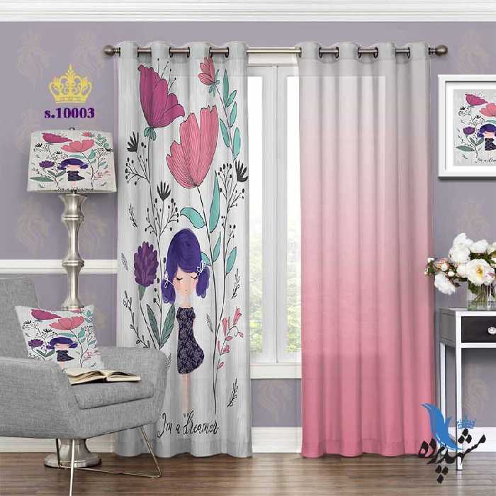 پرده پانچ دخترانه طرح دختر نقاشی S10003