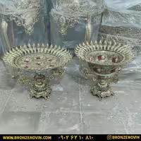 ست پذیرایی میوه خوری برنز و آجیل خوری طرح برنز مدل صدفی بزرگ سبز 5708g