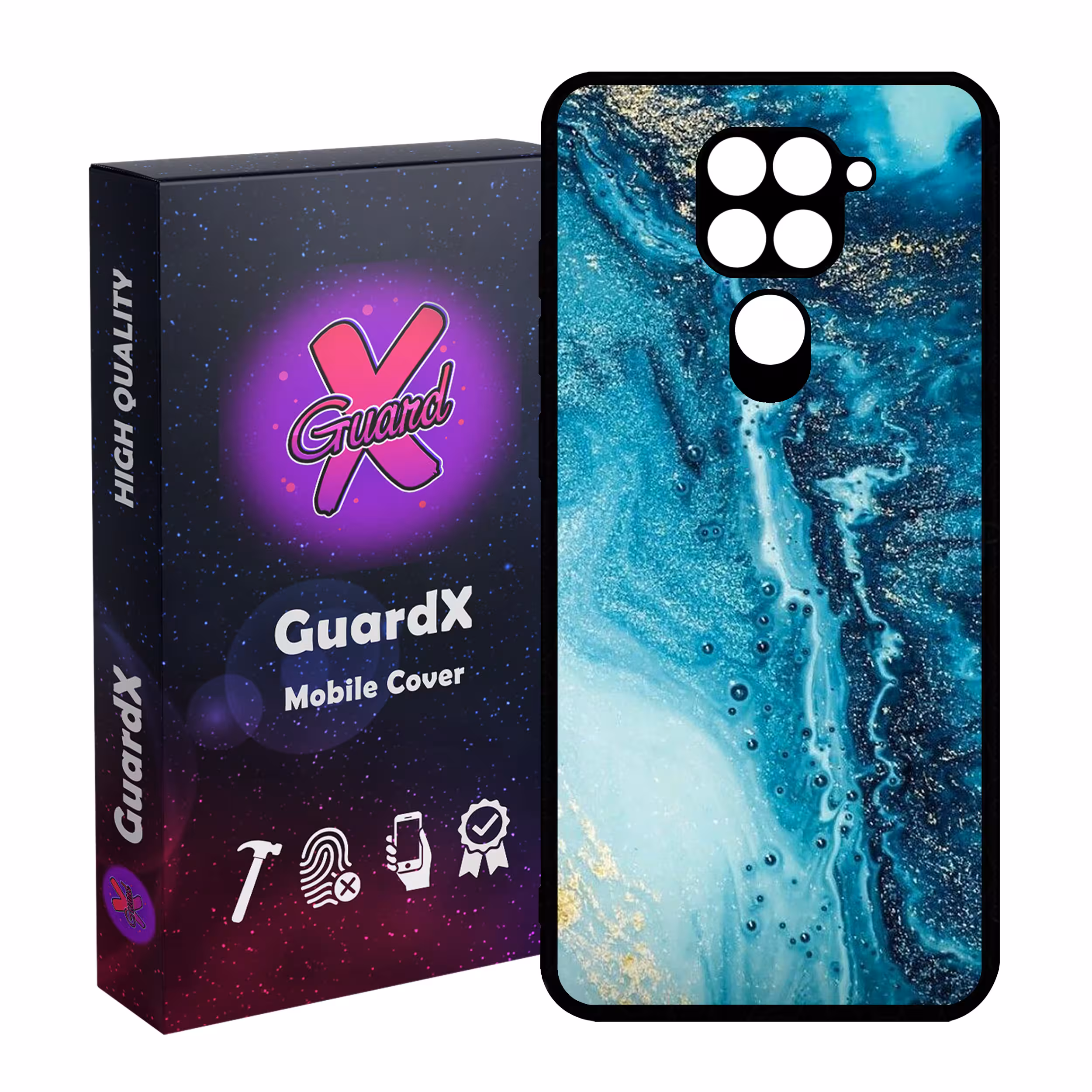کاور گارد ایکس طرح آبی مدل Glass10402 مناسب برای گوشی موبایل شیائومی Redmi Note 9