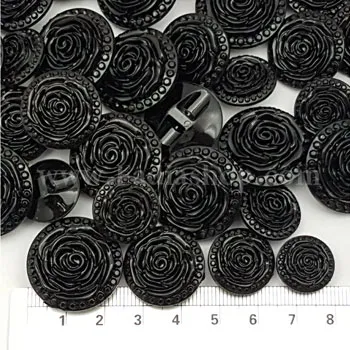دکمه مشکی طرح گل 311 - 4 سایز