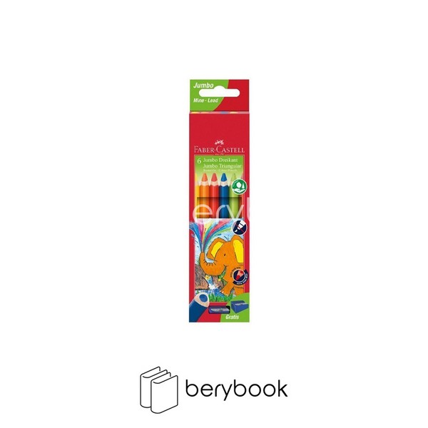 faber castell / فابر کاستل / مداد رنگی / جامبو / 6 رنگ / سه گوش / جعبه مقوایی / قرمز رنگ / 116506