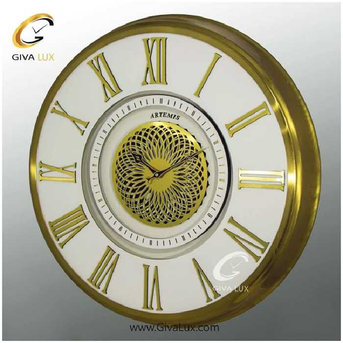 ساعت دیواری اورجینال آرتمیس آلیاژ فلزی طلایی| کد رفرنس 90049، مدل: 2044Gold White