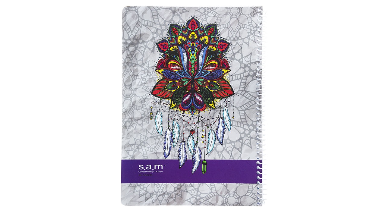 دفتر 80 برگ sam مدل سیمی خط دار کلاسیک