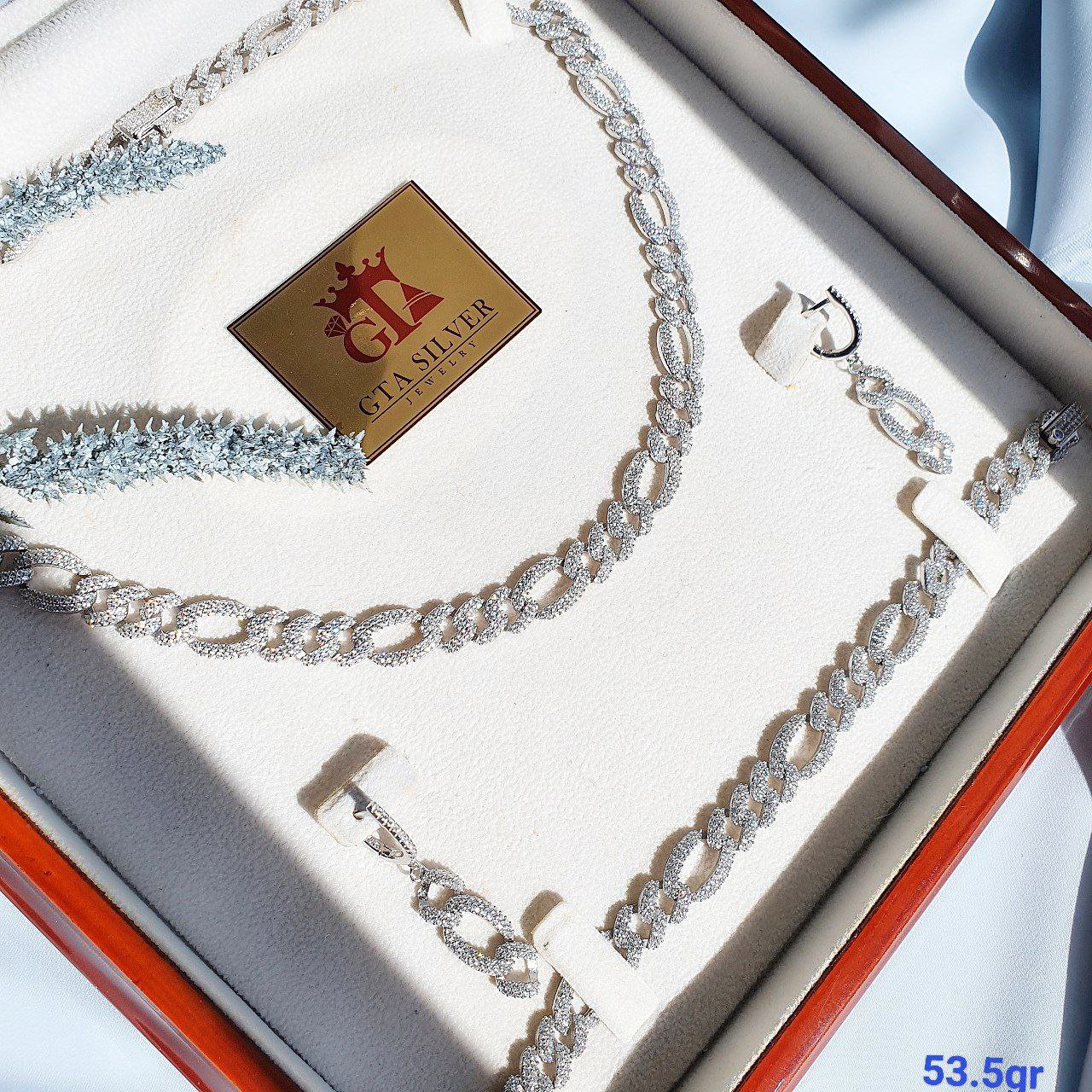 سرویس کارتیر جواهری نقره 925 فول نگین و کیفیت درجه یک