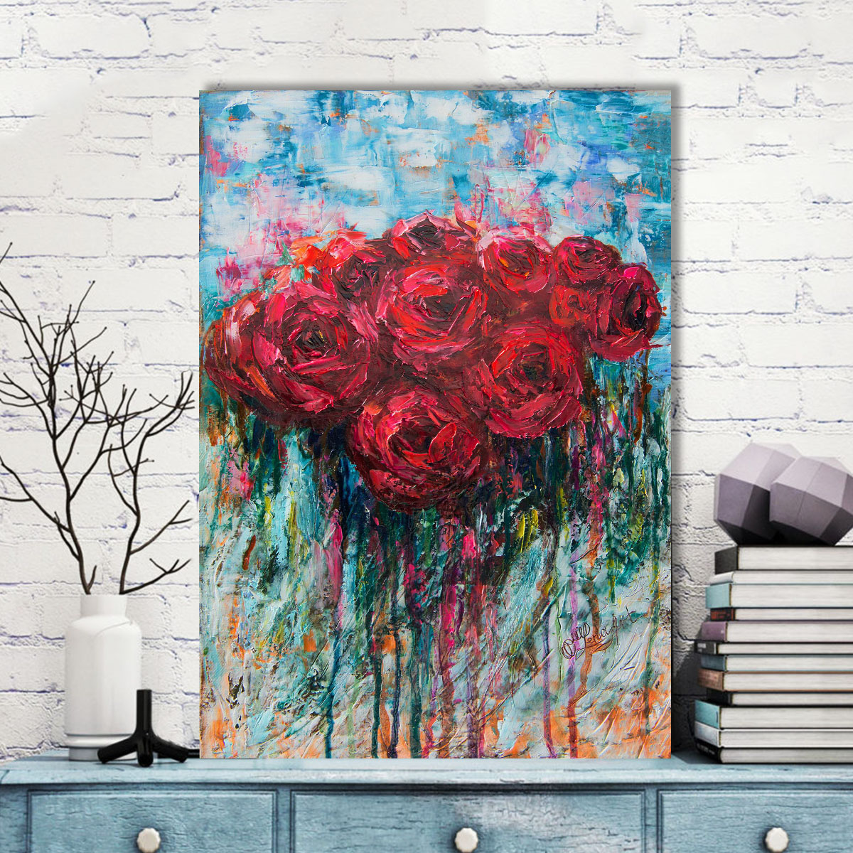 تابلو شاسی گالری استاربوی طرح گل رز مدل هنری 202