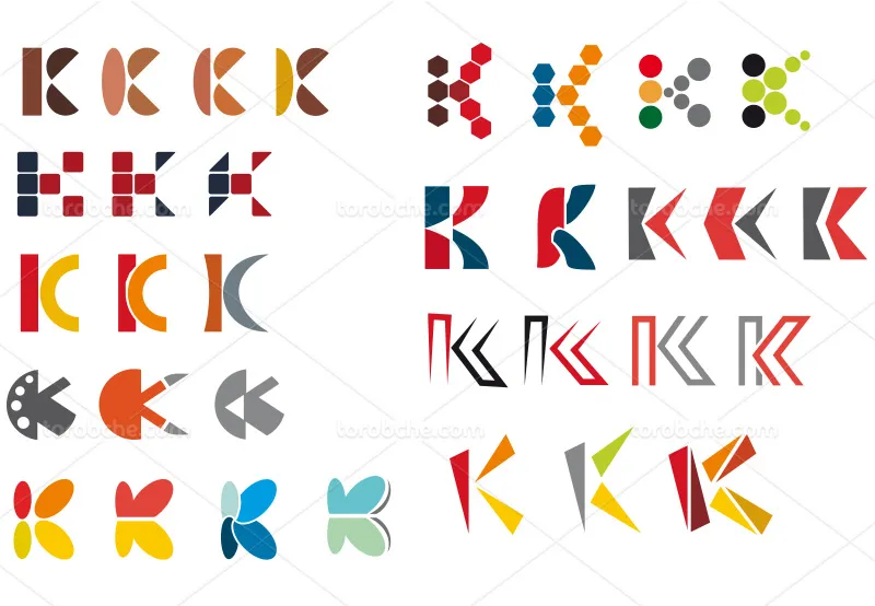 وکتور لوگوی حرف K لاتین رنگی | گرافیک با طعم تربچه