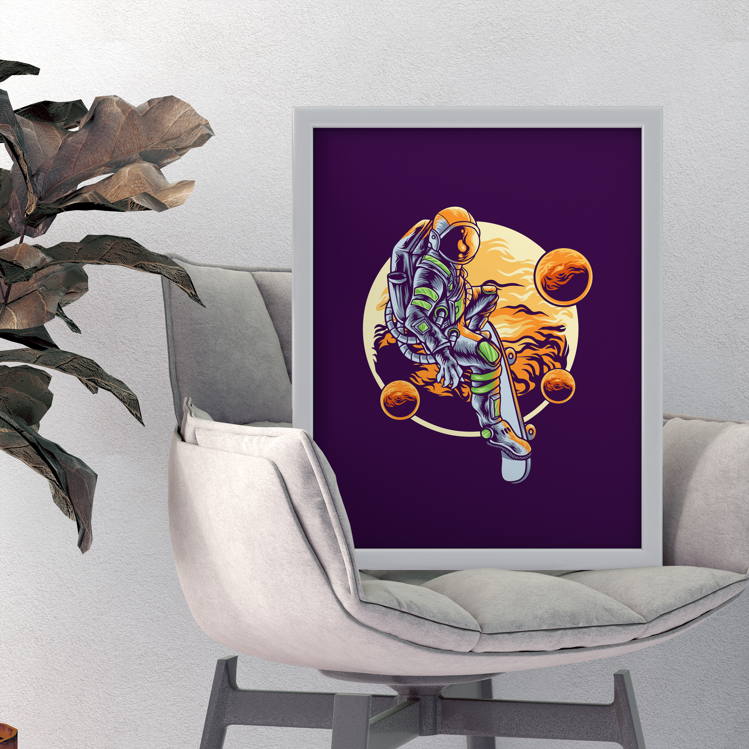 تابلو مدل فضانورد اسکیت سوار
