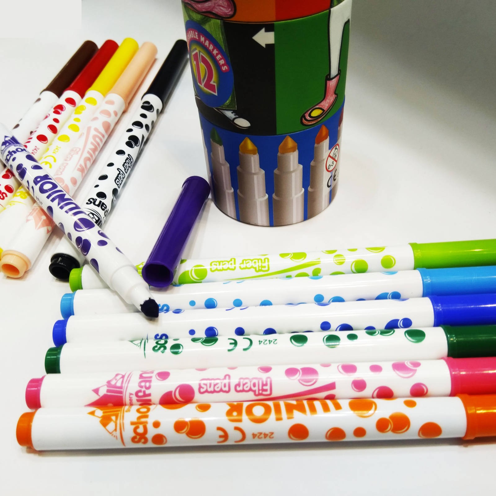 ماژیک رنگ آمیزی 12 رنگ اسکول فنس مدل WASHABLE کد 4236