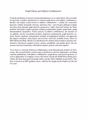 خرید و دانلود نسخه کامل کتاب Graph theory and additive combinatorics: exploring structure and randomness