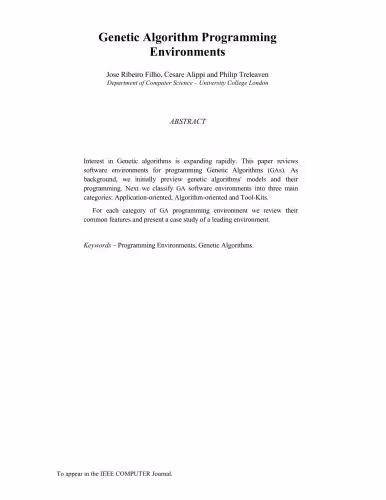خرید و دانلود نسخه کامل کتاب Genetic Algorithm Programming Environments