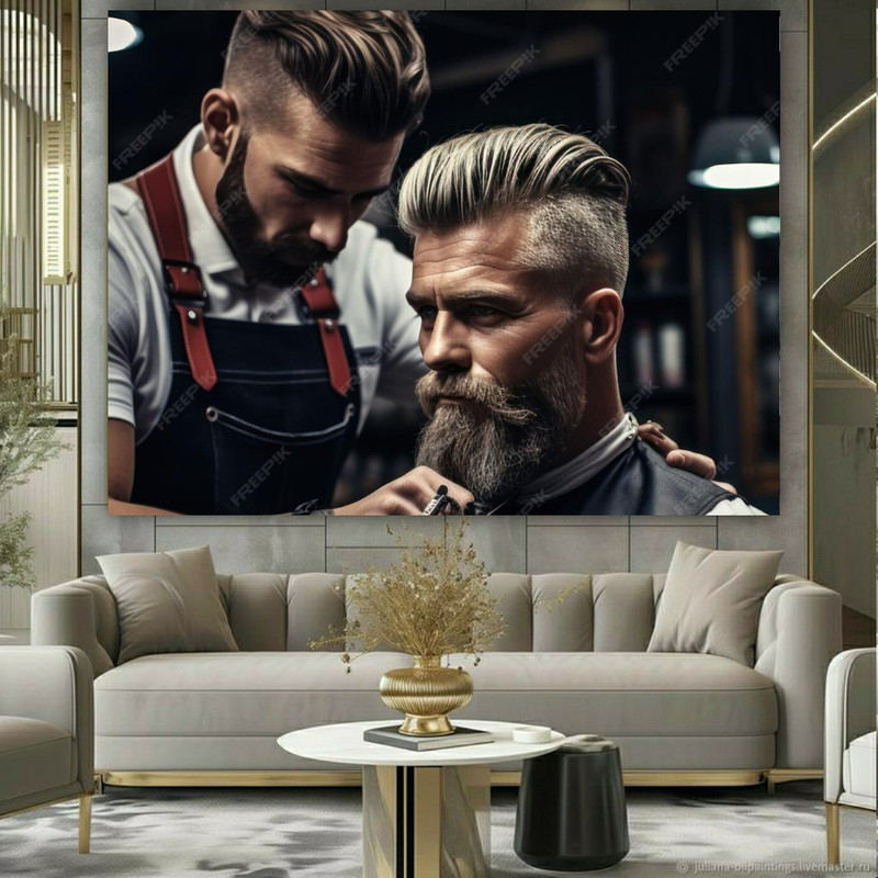 تابلو شاسی طرح آرایشگاه مردانه کد BK23506 | دنیای قاب