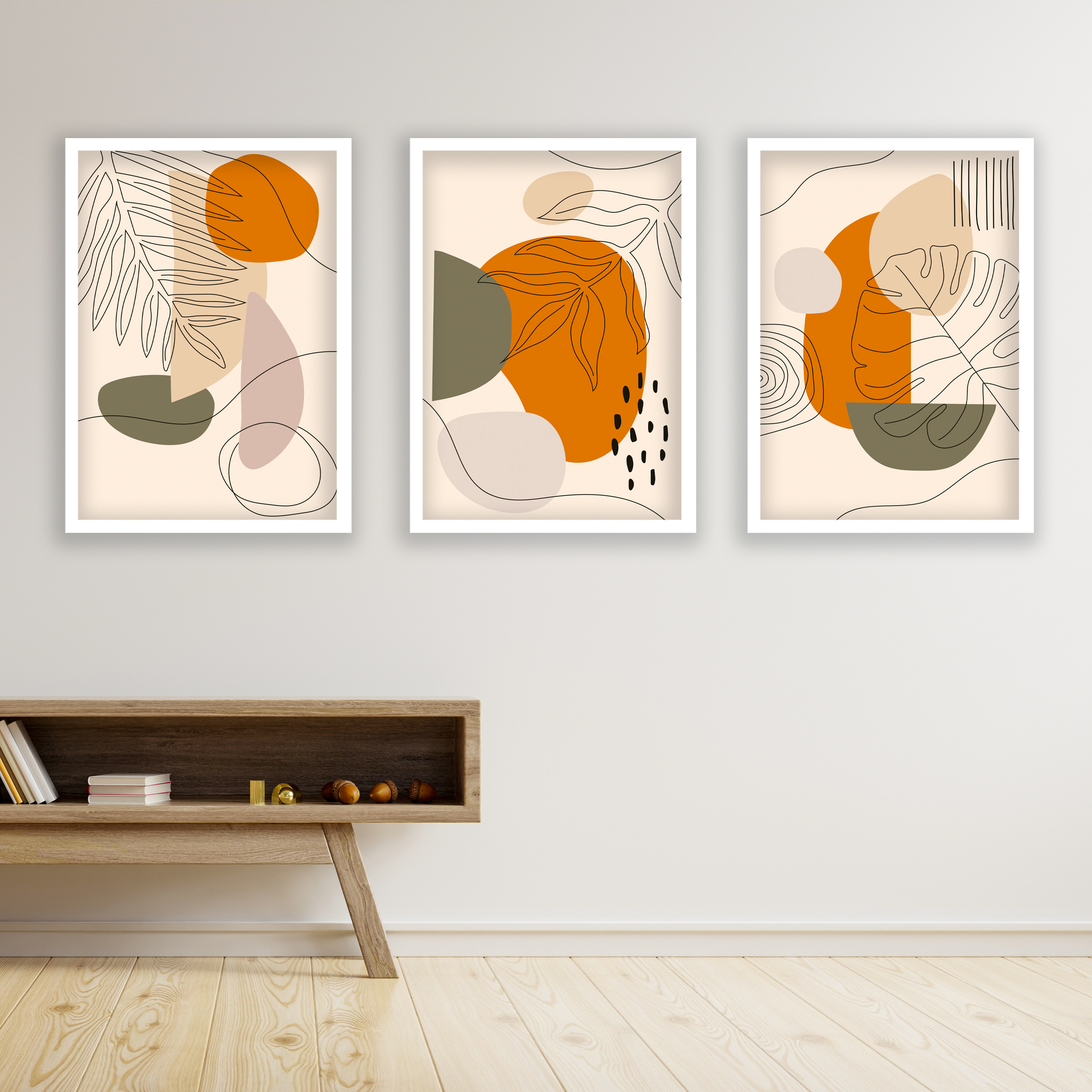 تابلو مدل مینیمال دکوراتیو کد LA-G30108 مجموعه 3 عددی