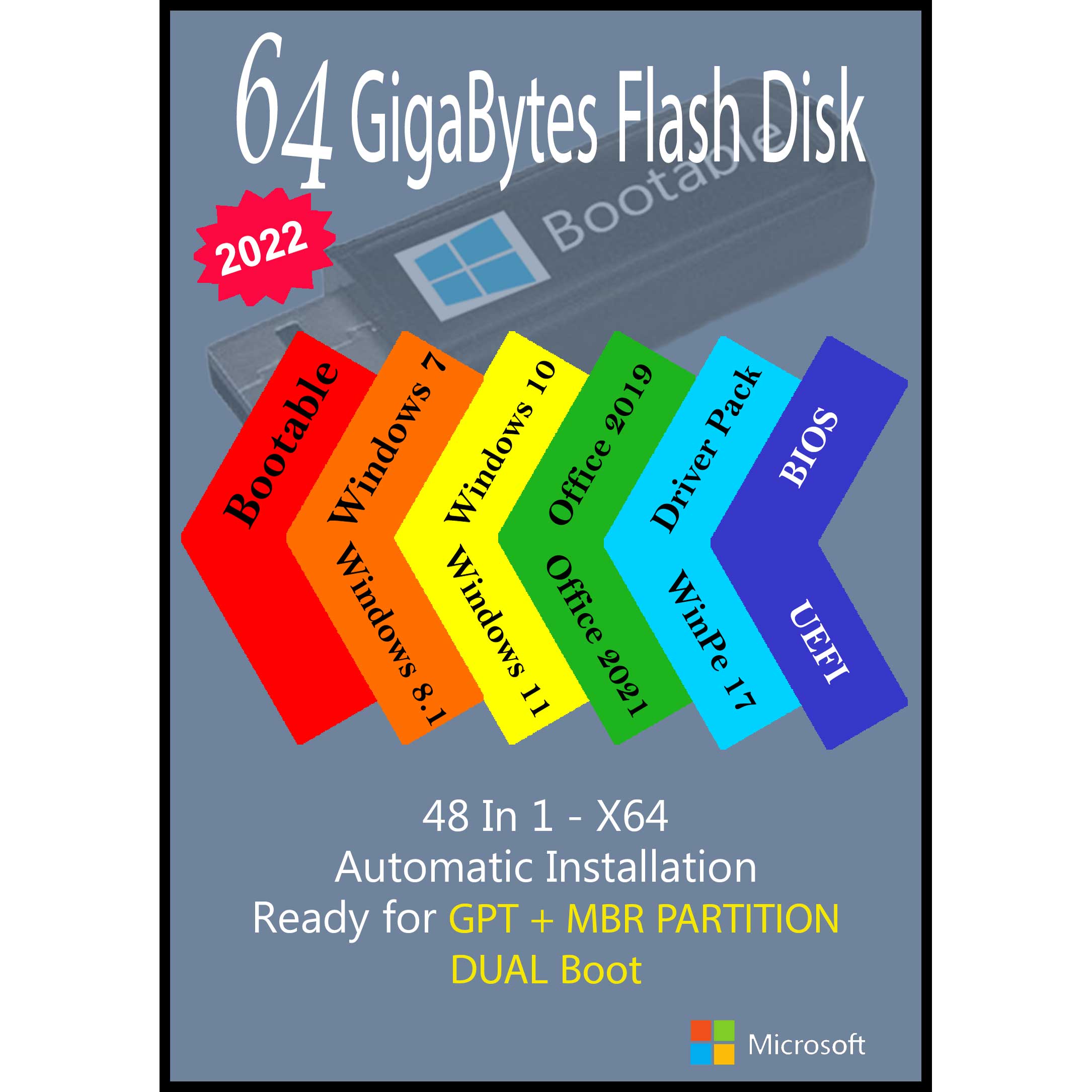 سیستم عامل Windows 7 8.1 10 11 - 48 In 1 - X64 - Office 2019-2021 - Driver Pack 2022 نشر مایکروسافت