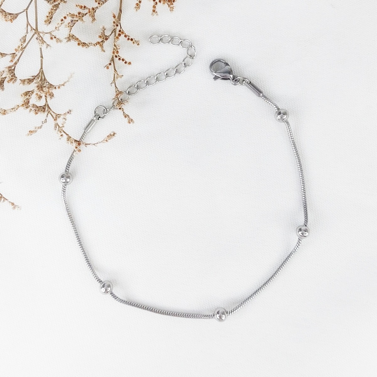 دستبند استیل گوی دار طرح طلا کد 11633