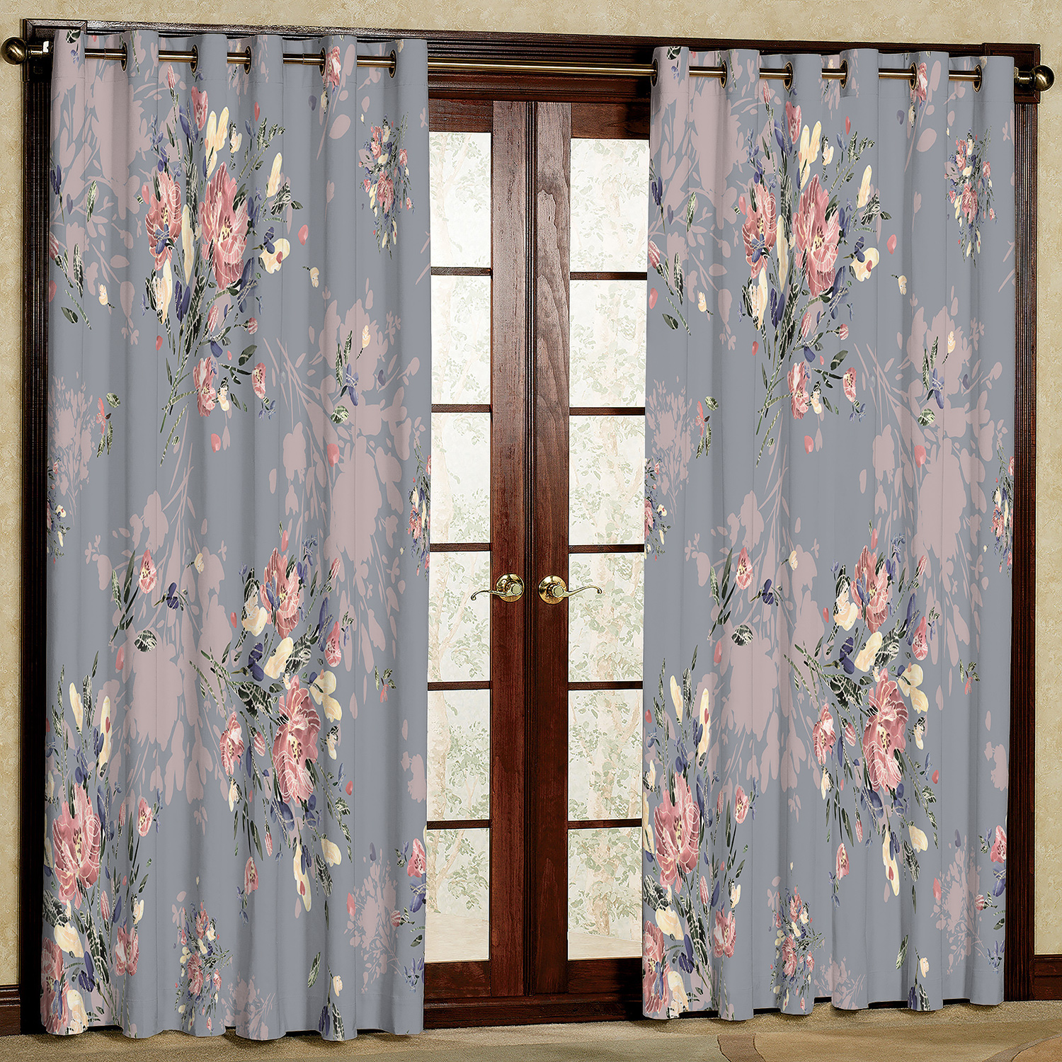 پرده مدل گل دار هازان پانچی کد 2361 سایز 140x200 سانتی متر