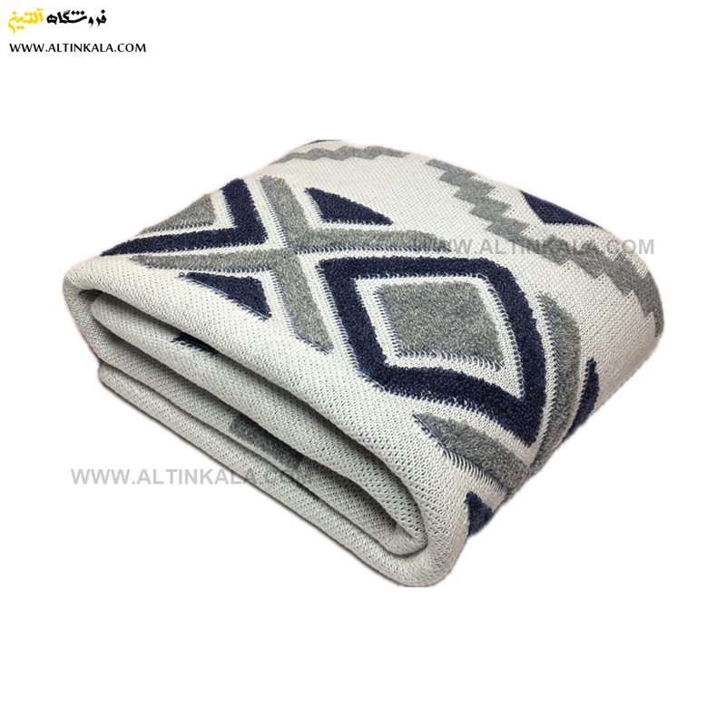 شال مبل بافت سوپر (تراکم بالا) طرح پانچو سایز 150×200 رنگ آبی نفتی منگوله دار