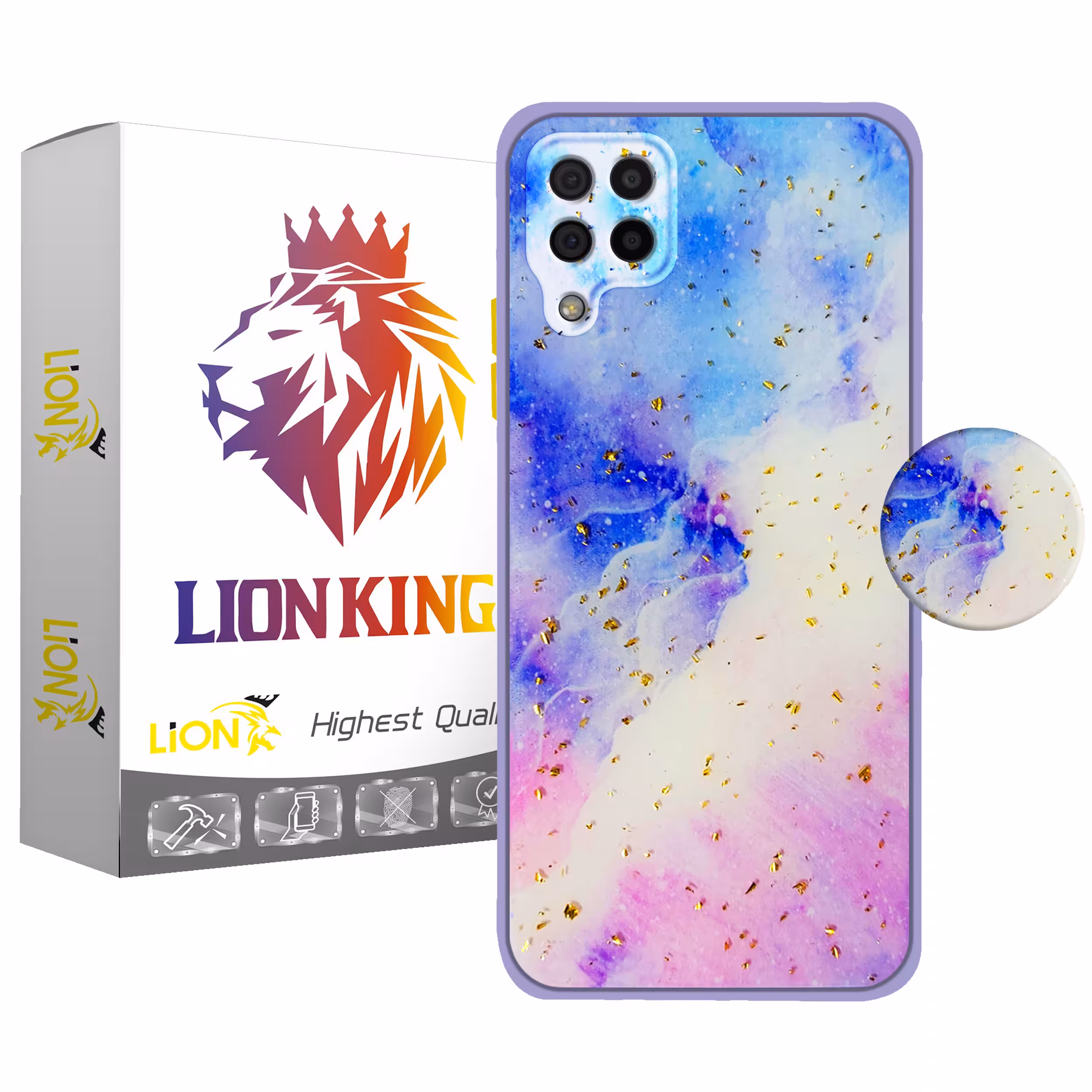 کاور لاین کینگ مدل Kahkeshaniha مناسب برای گوشی موبایل سامسونگ Galaxy A12 به همراه پایه نگهدارنده