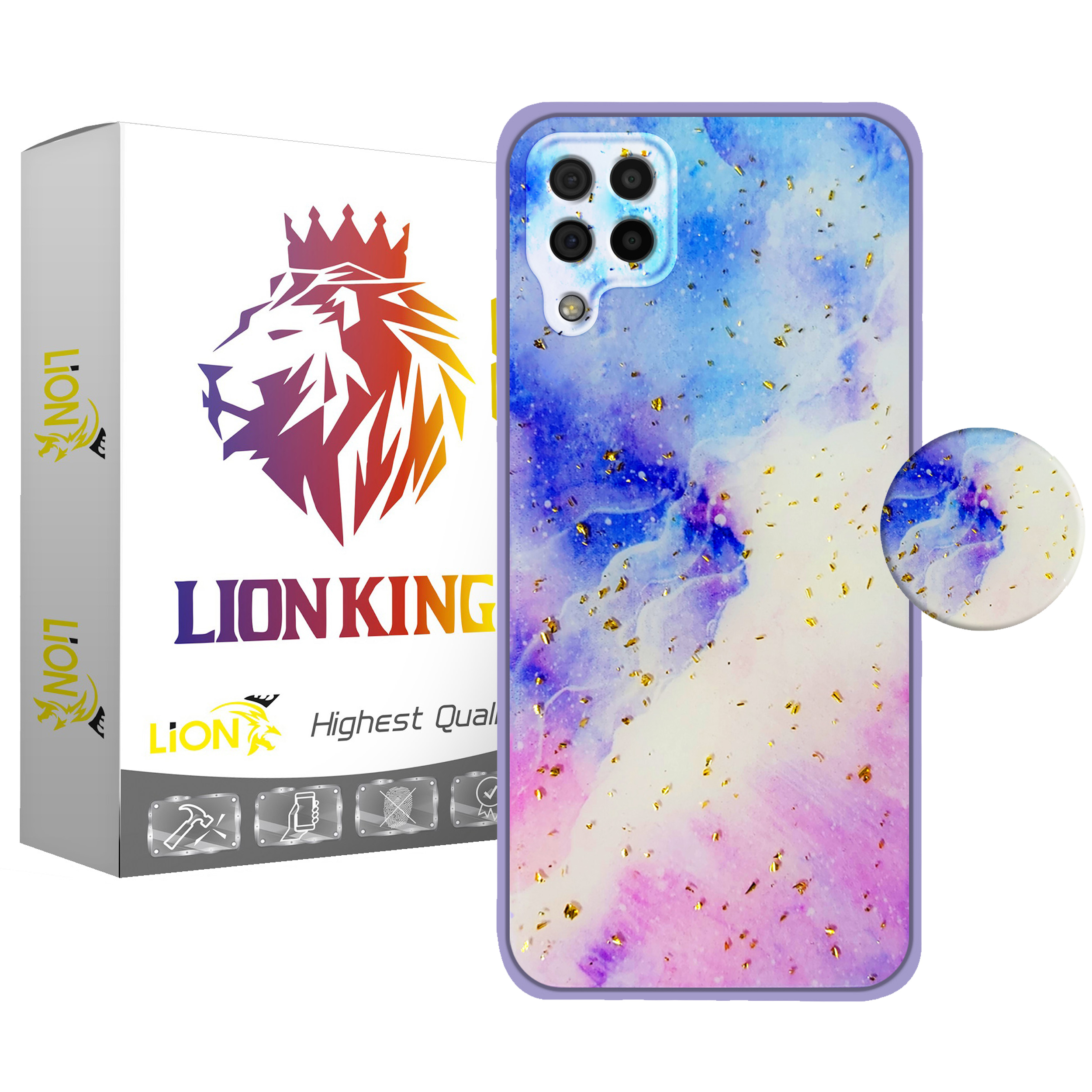 کاور لاین کینگ مدل Kahkeshaniha مناسب برای گوشی موبایل سامسونگ Galaxy A12 به همراه پایه نگهدارنده