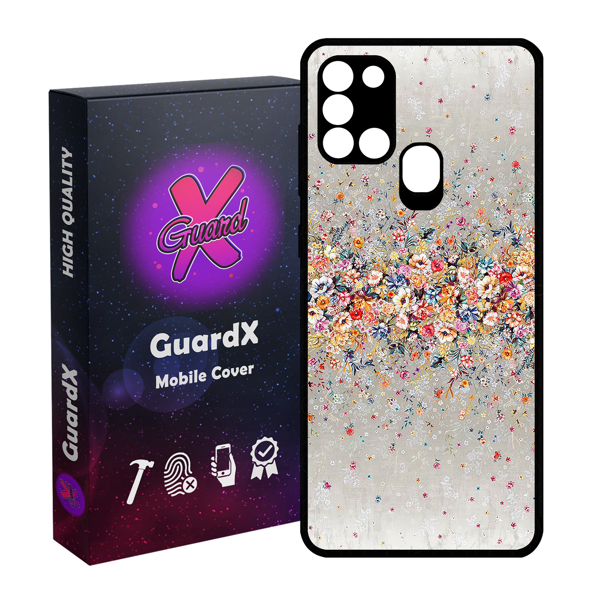 کاور گارد ایکس طرح Flower مدل Glass10409 مناسب برای گوشی موبایل سامسونگ Galaxy A21s