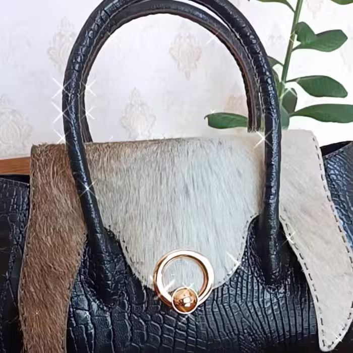 کیف دستی چرم طبیعی زنانه دست دوز 