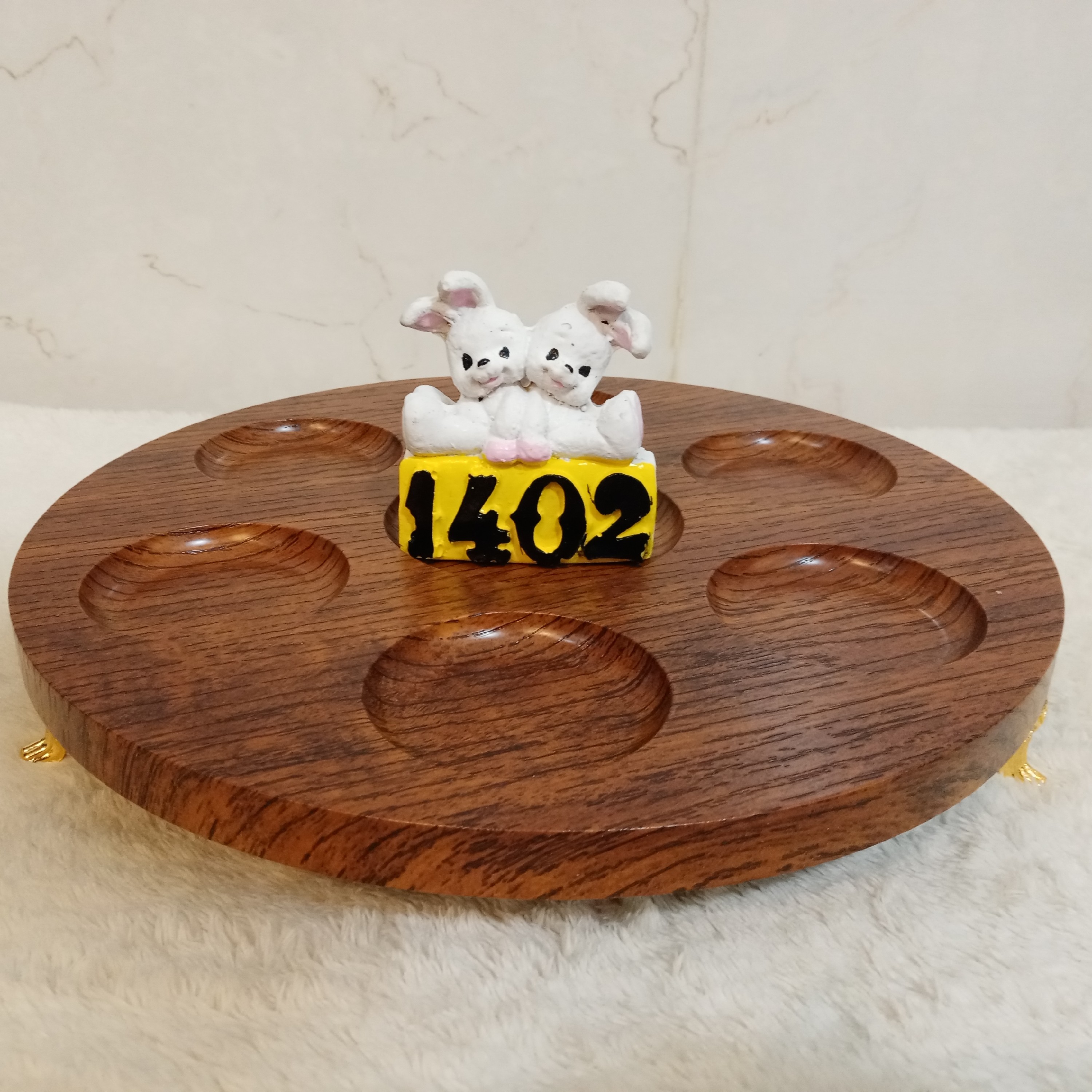 اردو خوری هفت سینی چوبی  7 خونه گرد پایه دار  