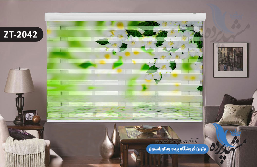 پرده زبرا تصویری چاپی طرح شکوفه کد ZT2042