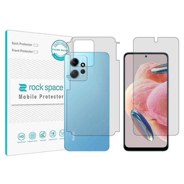 گلس محافظ صفحه نمایش و پشت گوشی شیائومی Redmi Note 12 4G مدل نانو هیدروژل شفاف برند راک اسپیس کد MS