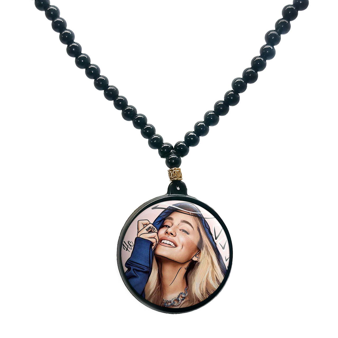 گردنبند پرمانه طرح آریانا گرانده کد pmd.103 مدل دو طرفه