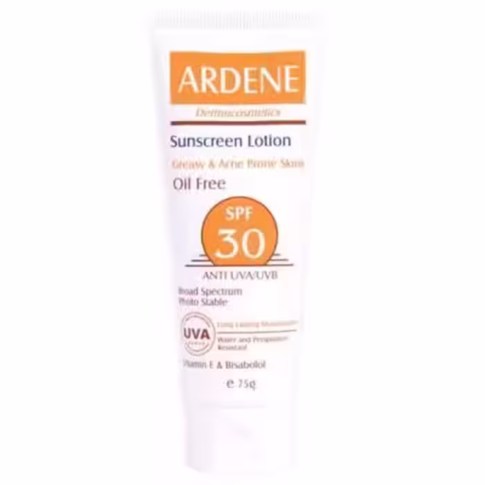 لوسیون ضد آفتاب آردن مدل SPF30 مناسب پوست های چرب و مستعد آکنه حجم 75 میلی لیتر