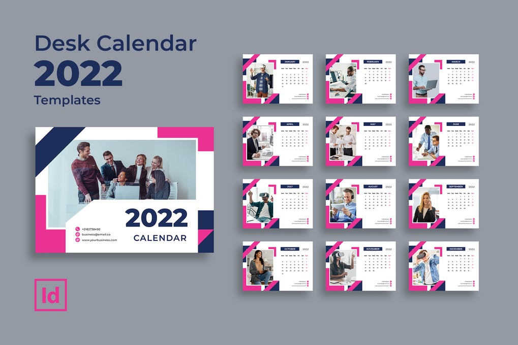دانلود طرح لایه باز تقویم رومیزی سال 2022