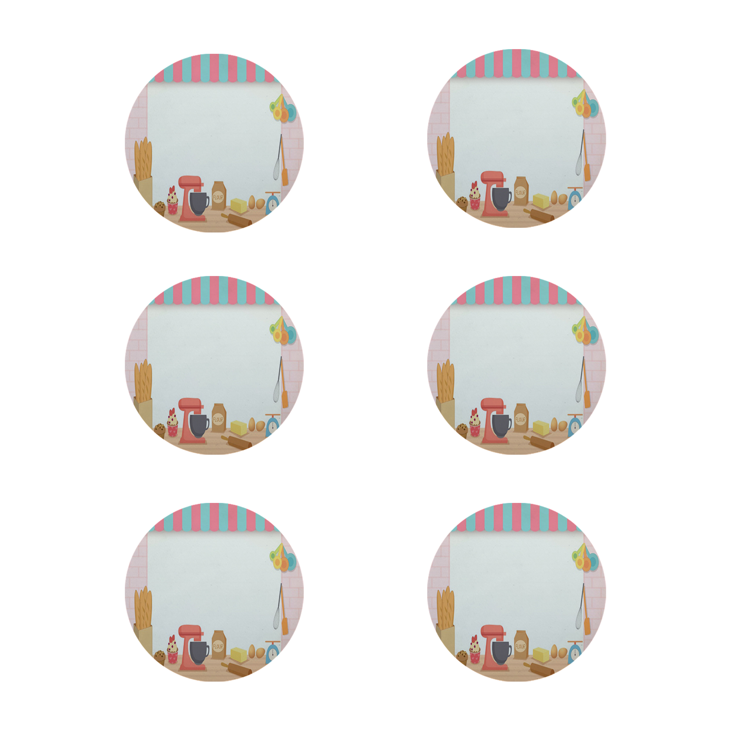 زیر لیوانی طرح آشپزخانه کد 8118 بسته 6 عددی