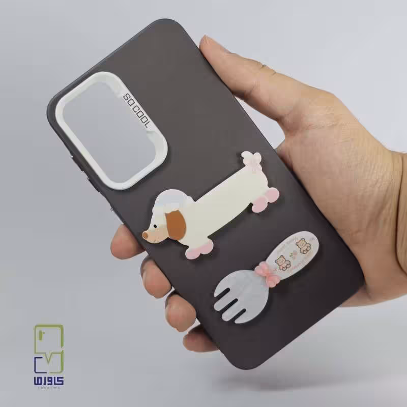 قاب گوشی سامسونگ a56 دخترانه | طرح سگ کارتونی خاکستری| Samsung A56