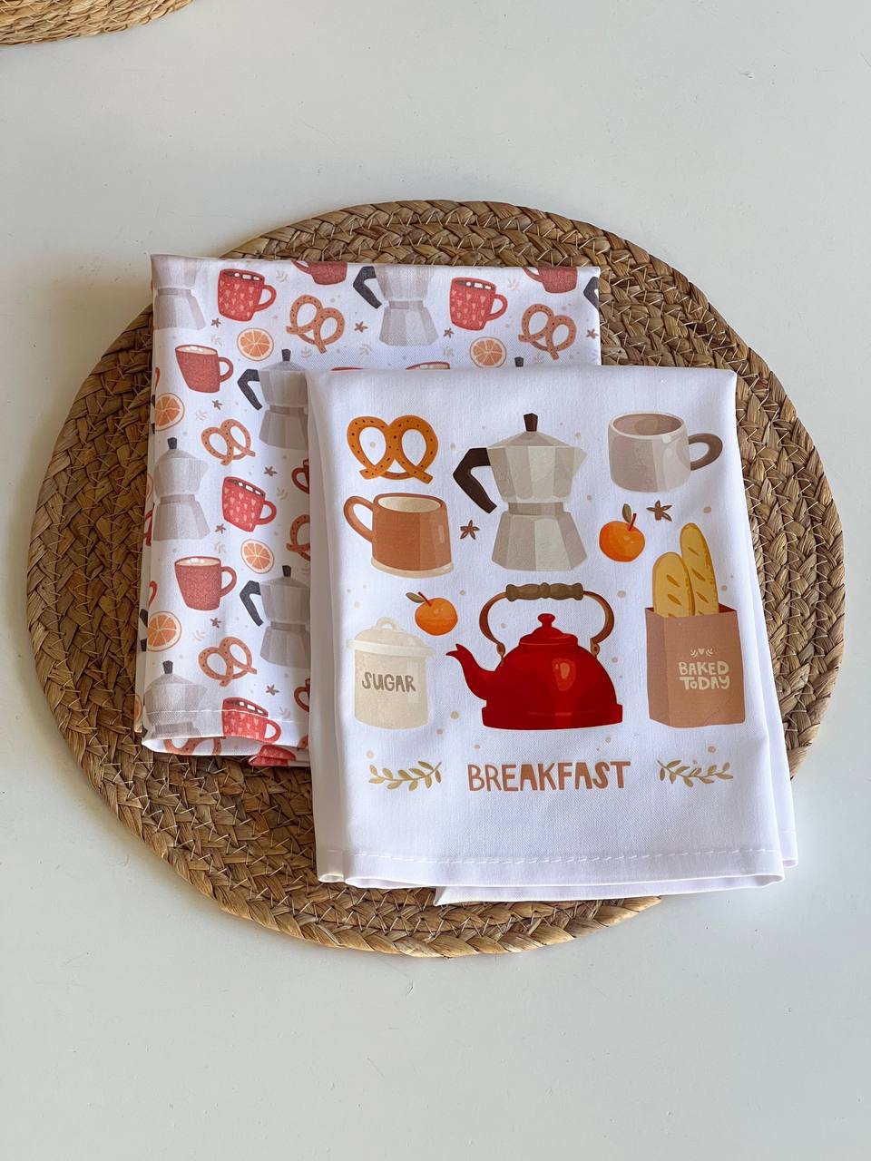 دستمال جفتی طرح BREAKFAST
