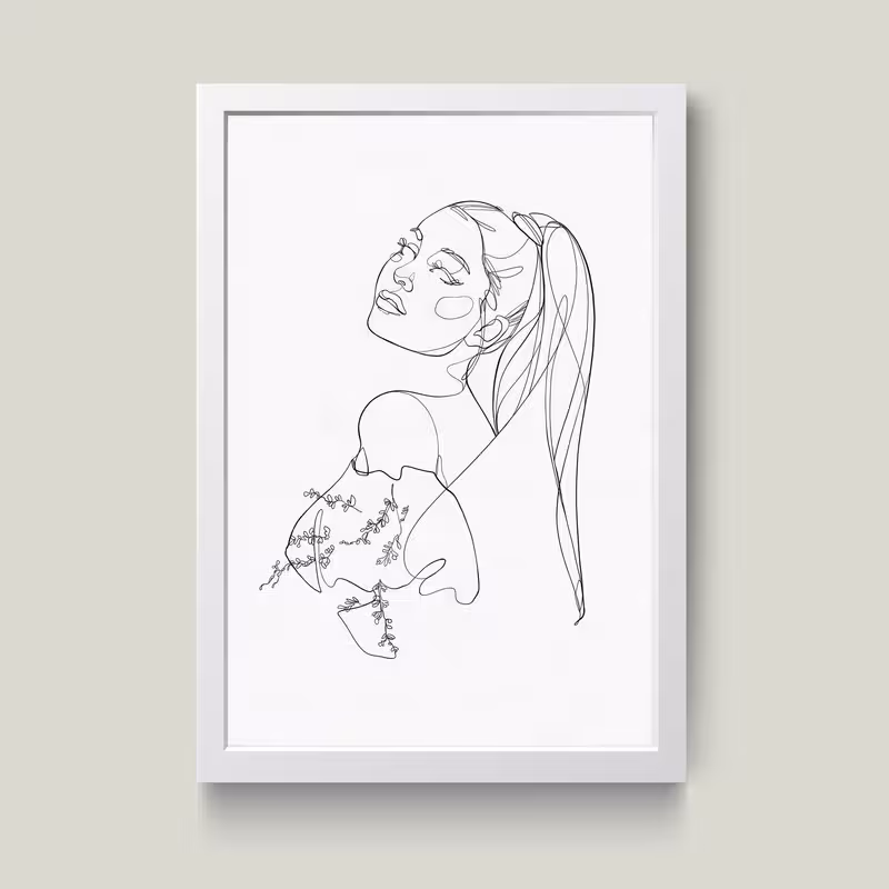 تابلو مدل مینیمال آریانا گرانده Ariana Grande کدS0642-w | دنیای قاب