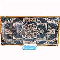 پشتی فرش ماشینی 700شانه طرح ناردون سرمه ای کد 30