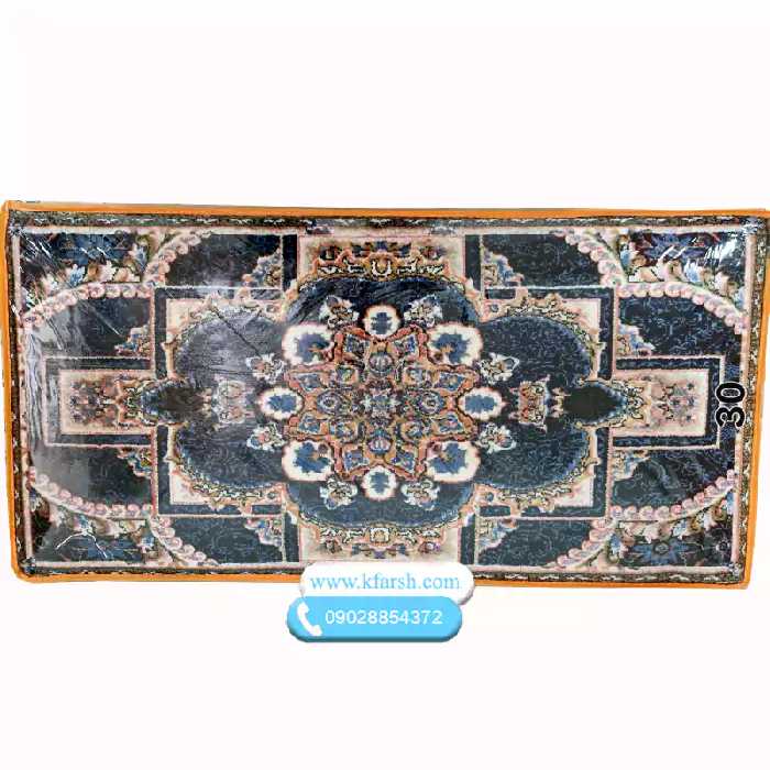 پشتی فرش ماشینی 700شانه طرح ناردون سرمه ای کد 30