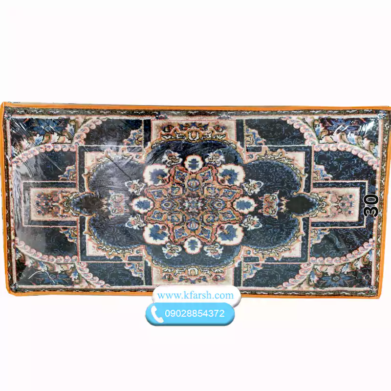 پشتی فرش ماشینی 700شانه طرح ناردون سرمه ای کد 30