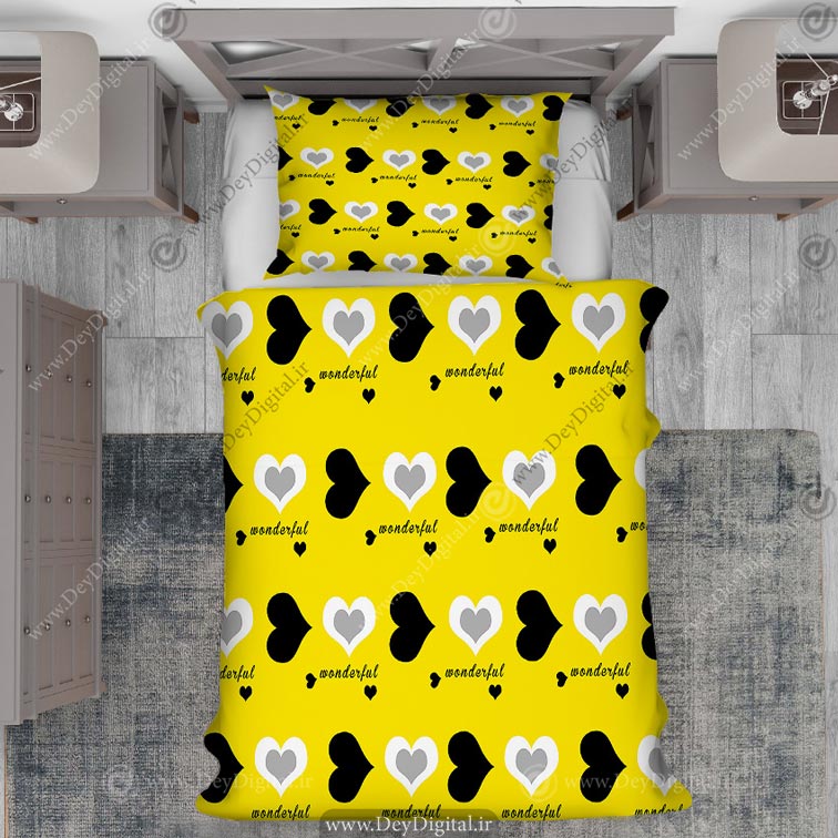 روتختی قلب های مشکی زمینه زرد PK-4522