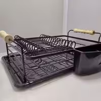 آبچکان رومیزی آبچکان کنار سینک فلزی دسته چوبی جاظرفی یک طبقه فلزی ضد زنگ در پلاسکو دهقان