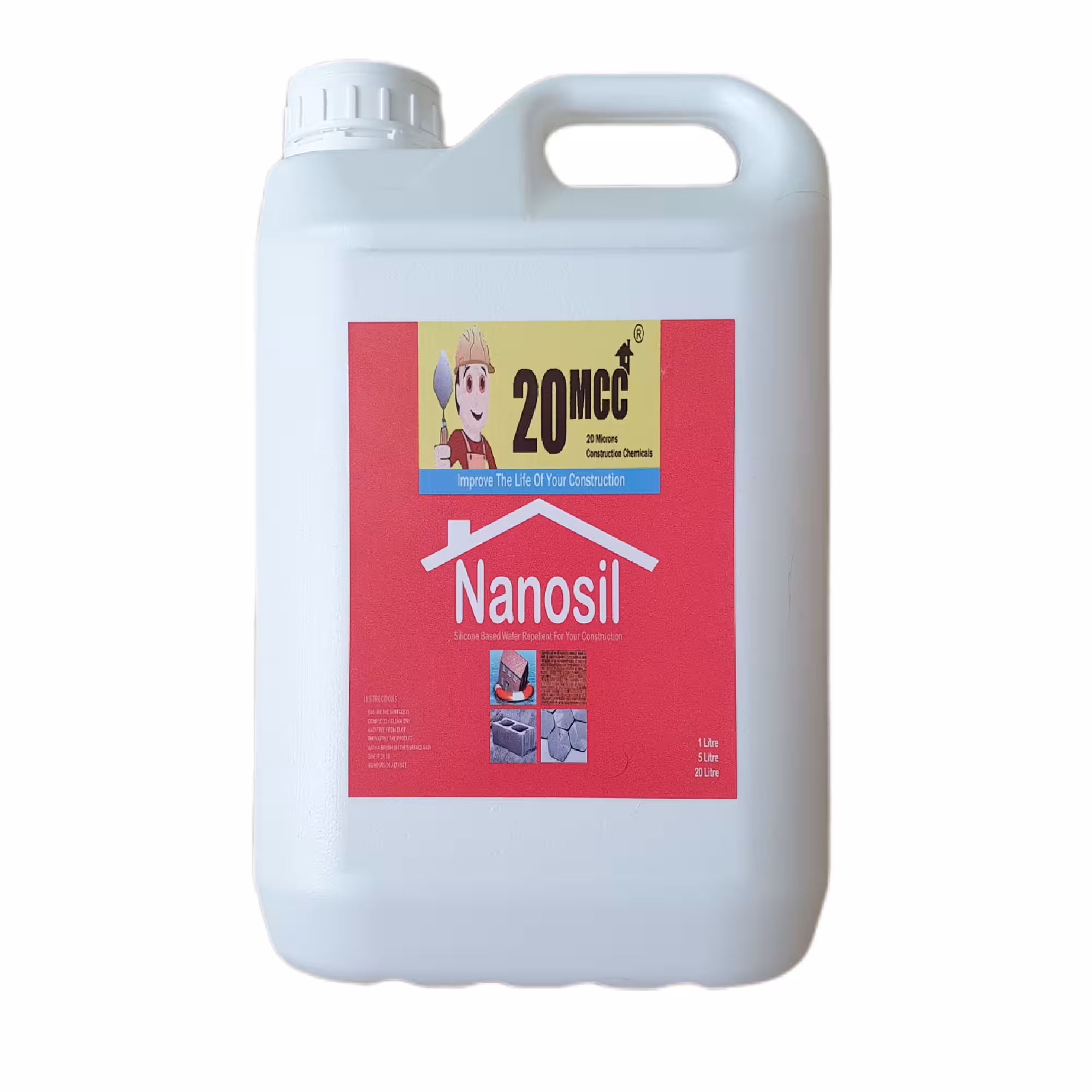 محلول نانو آبگریز و ضد آب کننده سطوح ساختمانی 20 میکرو مدل nanosilicon حجم 5 لیتر
