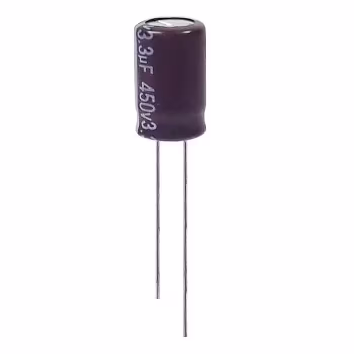 خازن الکترولیت 3 3 میکروفاراد 450 ولت آکسبوم مدل TEC 330450 بسته 4 عددی