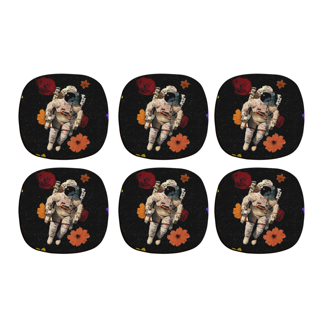 زیر لیوانی ترمه طراحان ایده مدل سیاره گل‌ها کد cfp1494 بسته 6  عددی